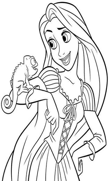 kolorowanka Zaplątani do wydruku malowanka coloring page Tangled Roszpunka i Pascal nr 33